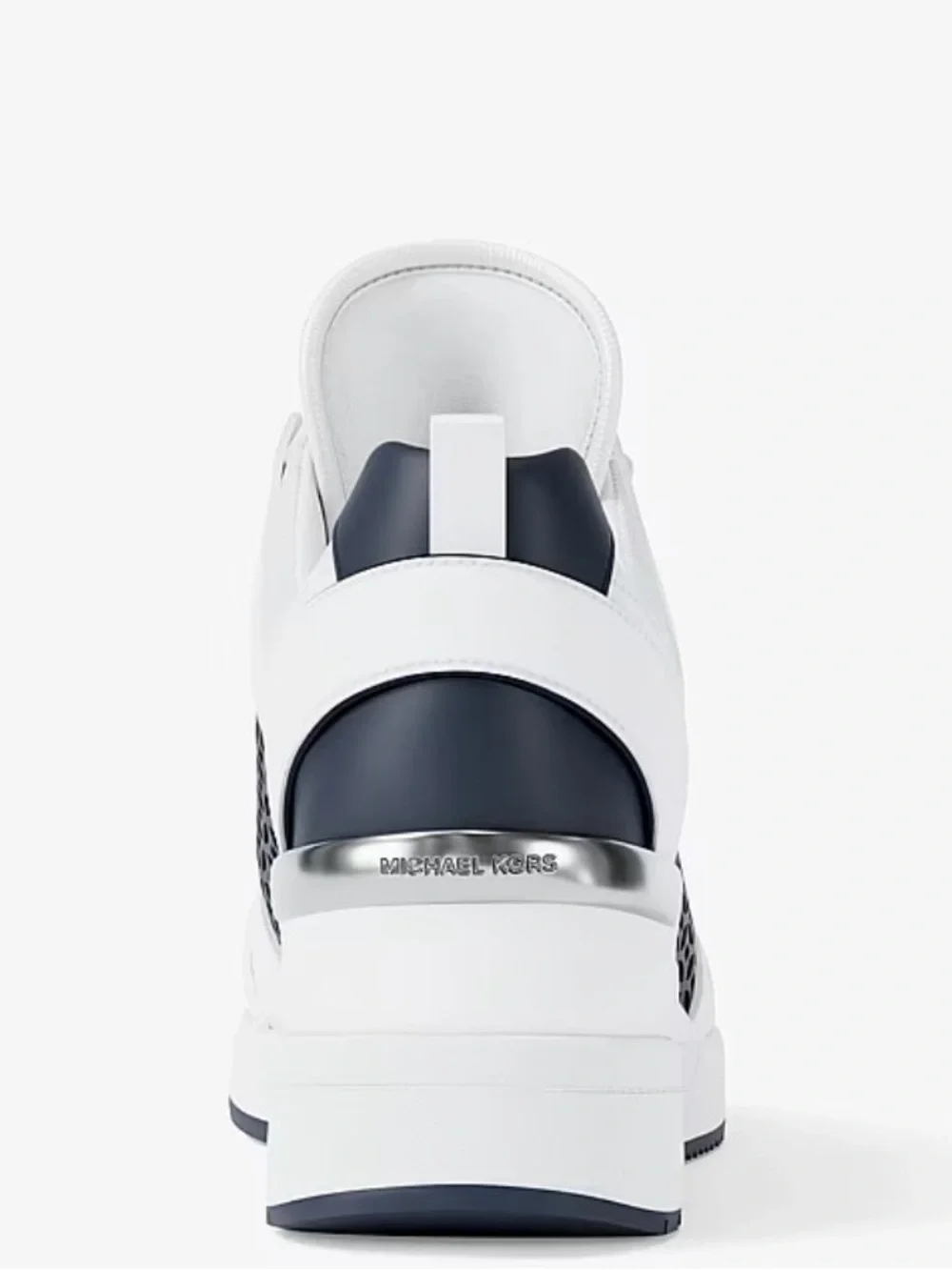 Michael Kors Navy & White Perforated Platform Sneaker Size 8 New In Box